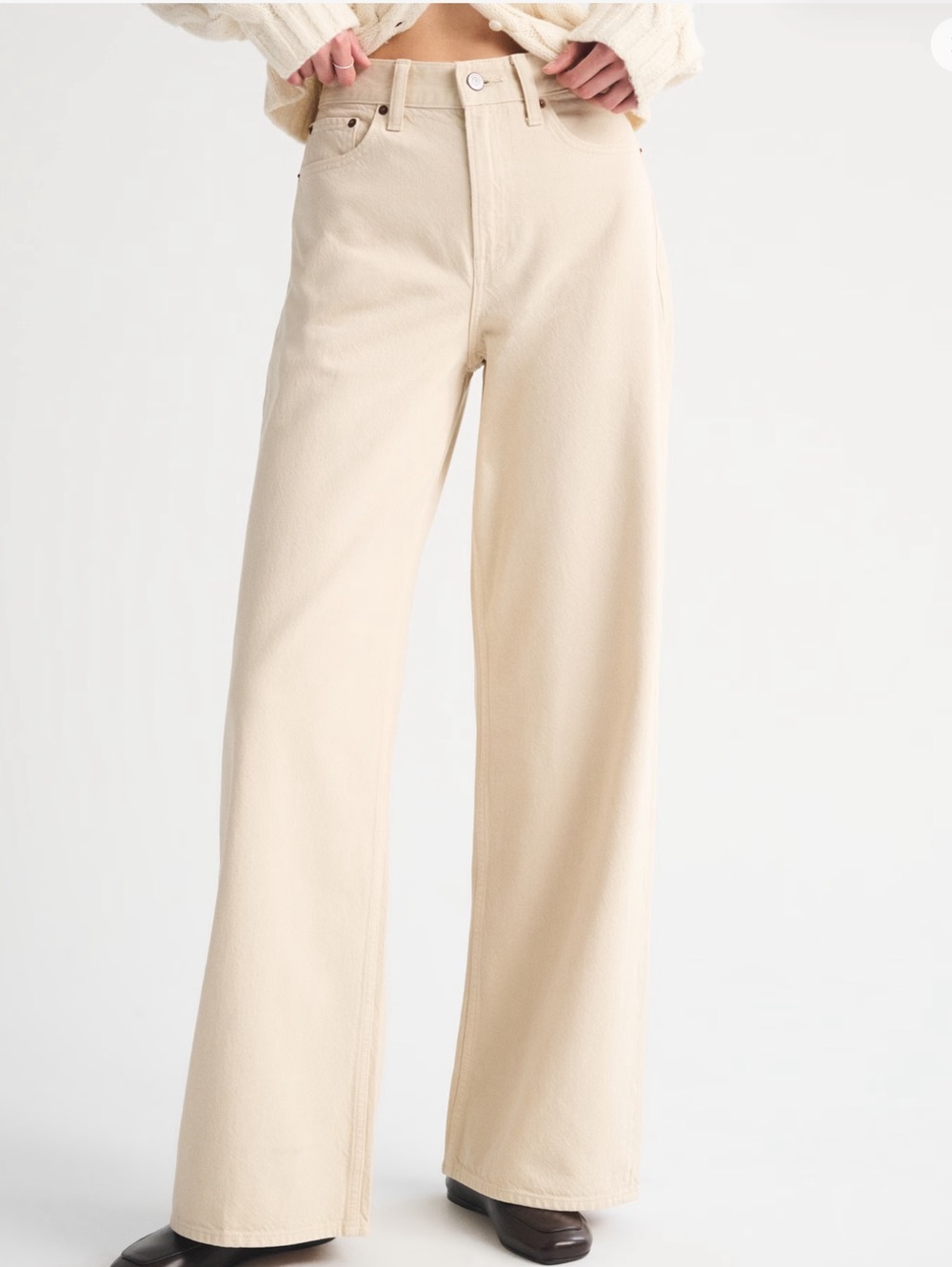 Abercrombie and Fitch The Loose High Rise Curvy Love Beige Jean Size 26